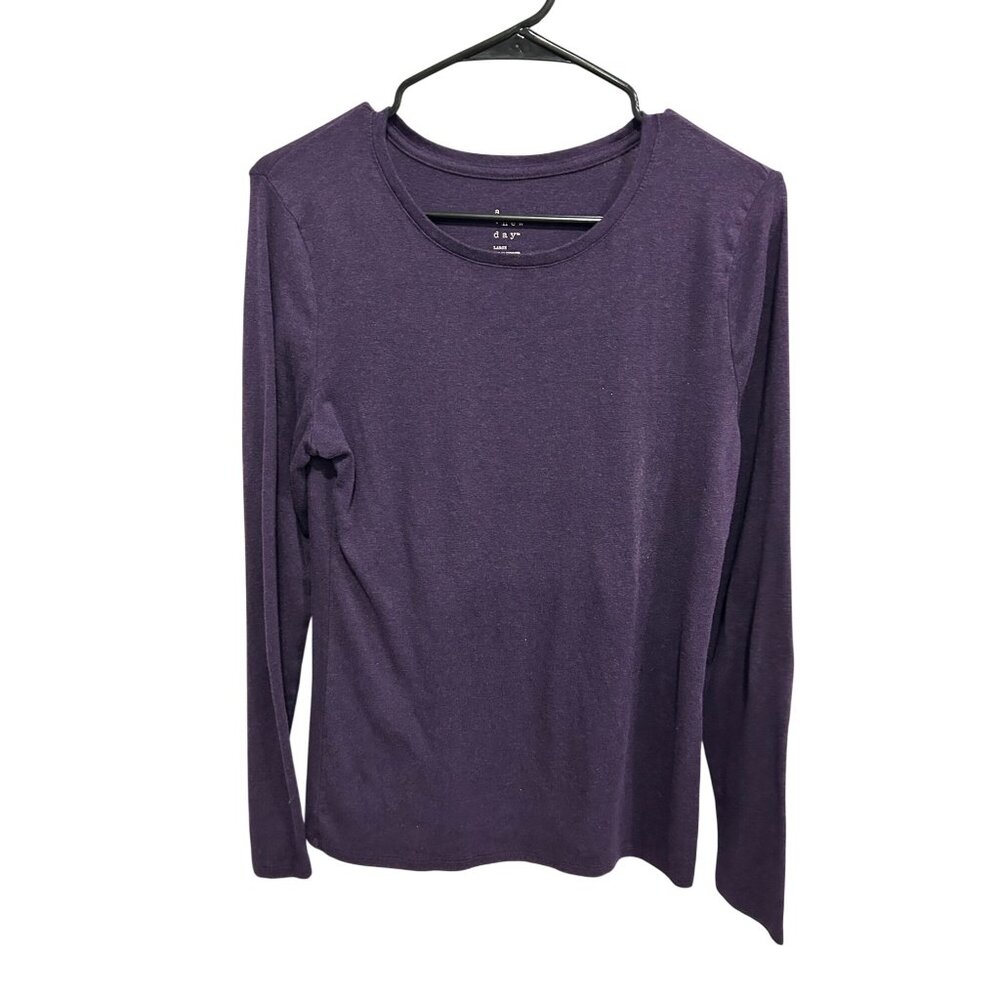 A New Day Large Womens Purple Long-Sleeve Crew Neck T Shirt Casual Layered